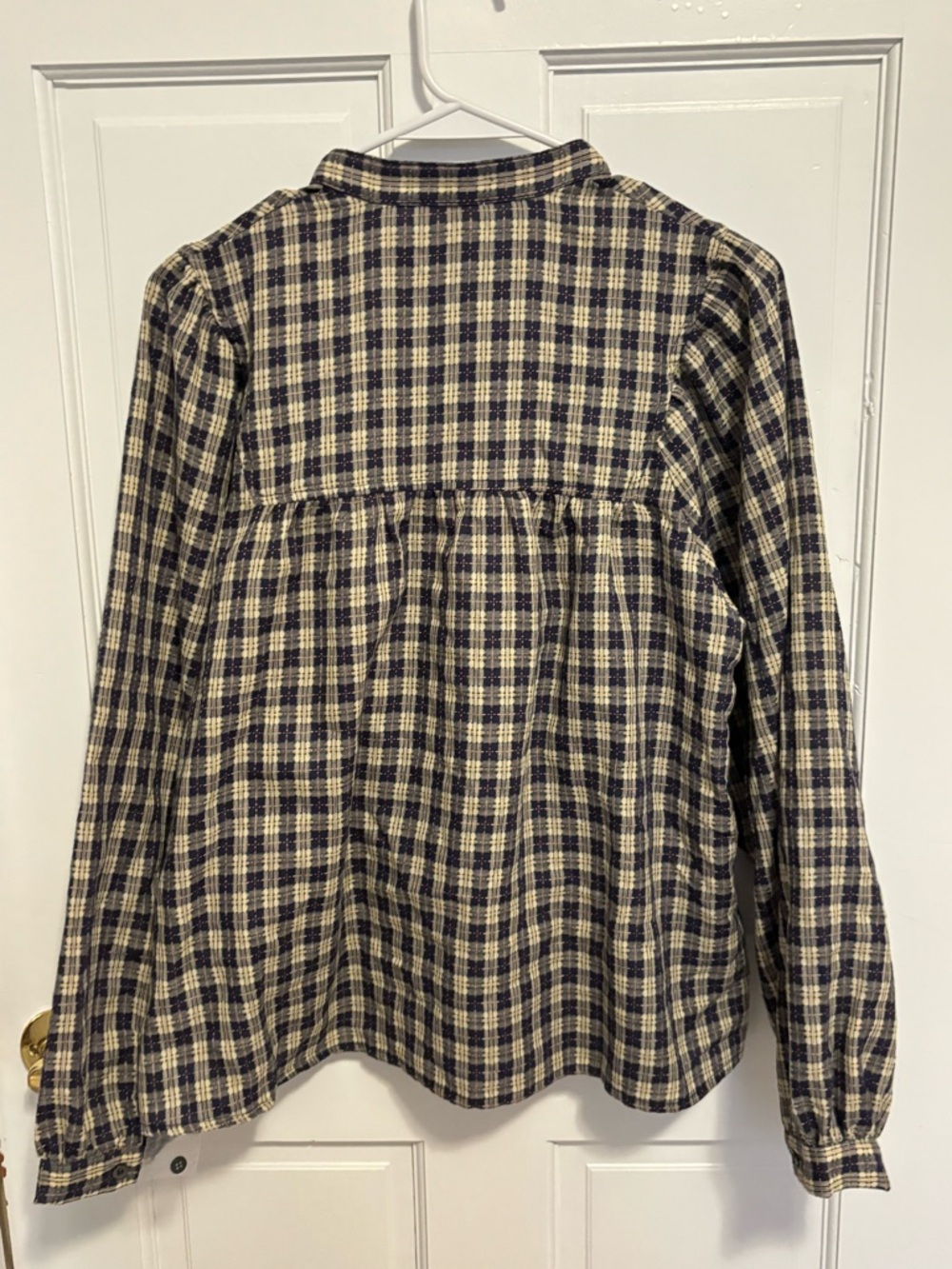 Plaid Button-Down Shirt - Navy & Cream - Picture 2 of 3